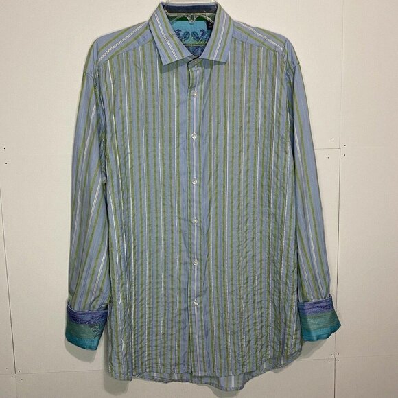 Robert Graham Men's XL Button Down Shirt Striped Flip Cuff - Picture 1 of 8